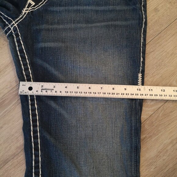 True Religion Billy Super T Jeans 34 x 28.5 Inseam Big White Stitch Blue NICE - Picture 13 of 13